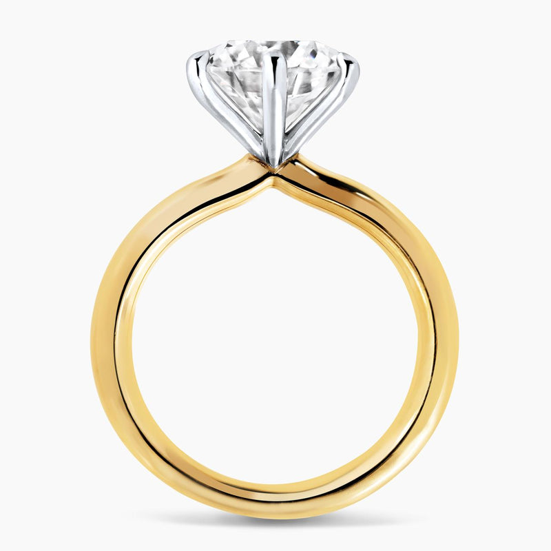 18ct yellow and white gold 3.20ct round brilliant cut lab grown diamond six claw solitaire ring side profile