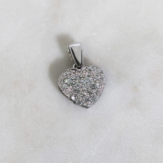 18ct white gold pave diamond heart pendant