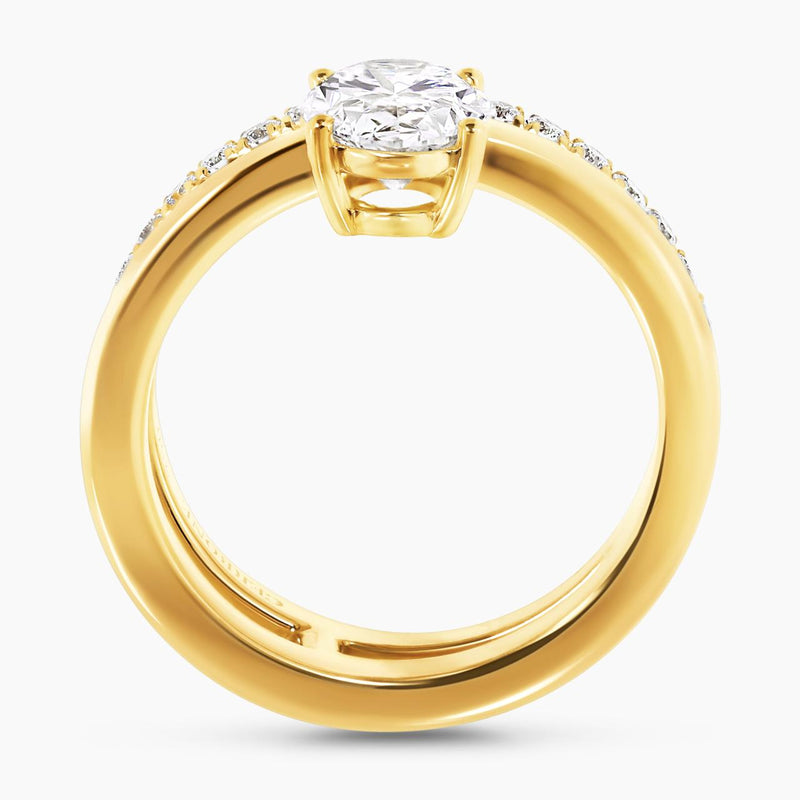 18ct yellow gold 1.20ct oval brilliant cut diamond engagement ring side view