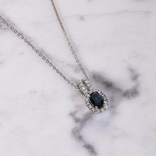 18ct White Gold 0.52ct Sapphire and diamond Necklace