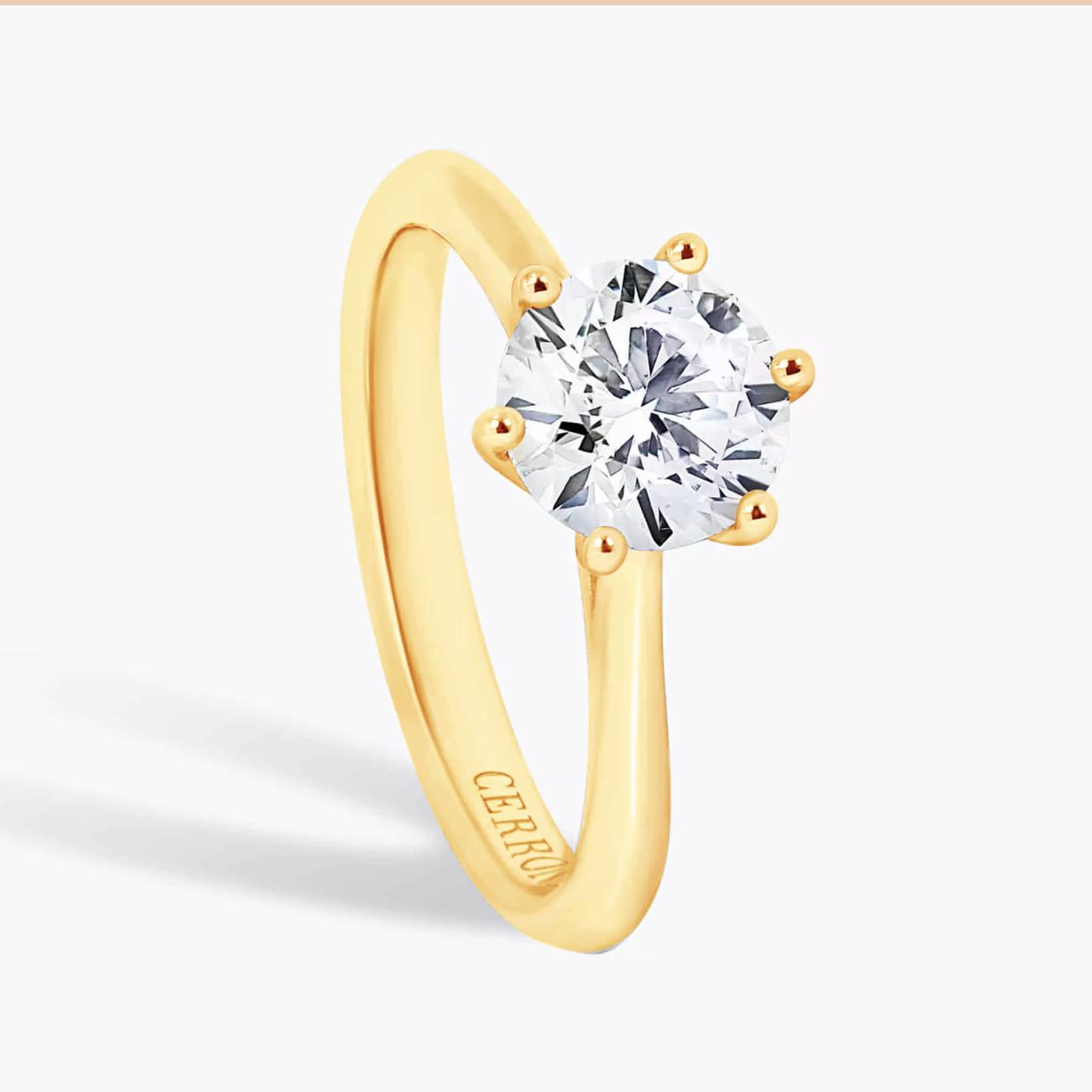 BARI - 18ct yellow gold 1.00ct round brilliant cut diamond solitaire ring
