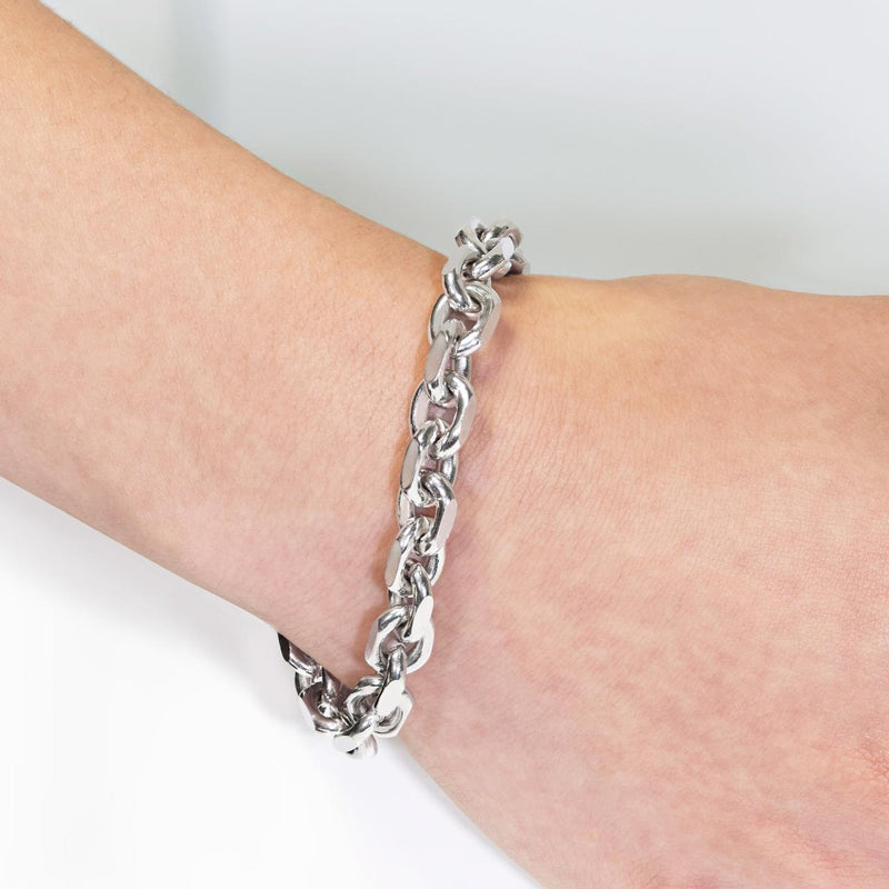 Silver Large Link Fancy Bracelet 21cm on the wrist