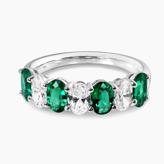 18ct white gold emerald and diamond claw set ring