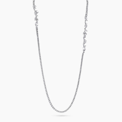 18ct white gold marquise and round brilliant cut diamond tennis necklace 