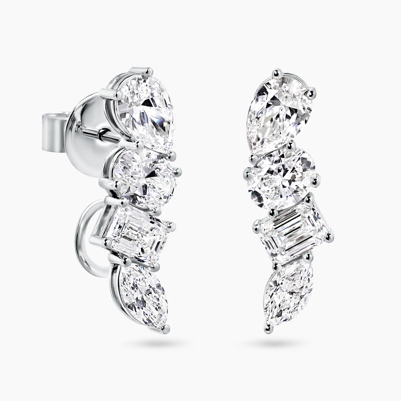 18ct white gold marquise, pear, emerald and oval cut diamond earrings