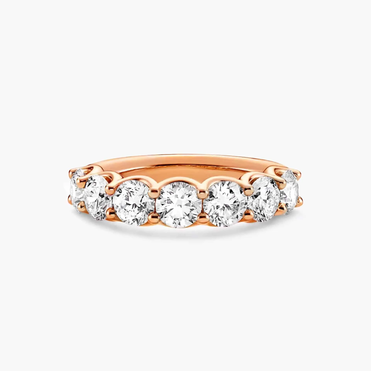 18ct rose gold seven round brilliant cut diamond ring