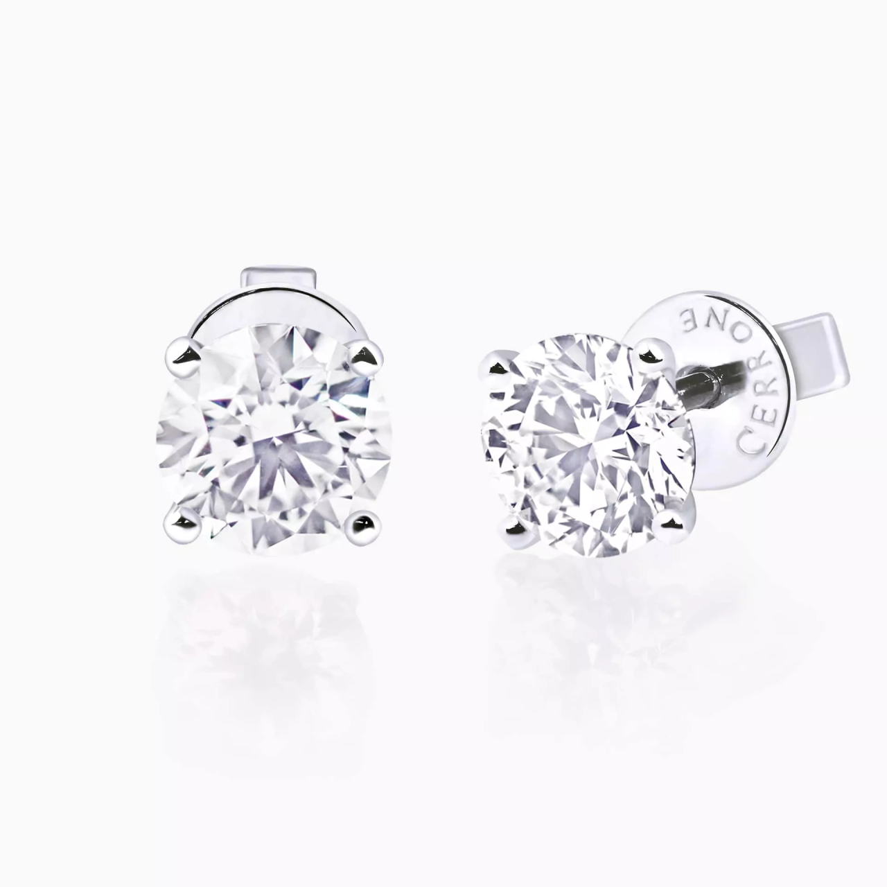 18ct white gold 2=2.45ct EF VS round brilliant cut LAB Grown Diamond stud earrings in a four claw setting