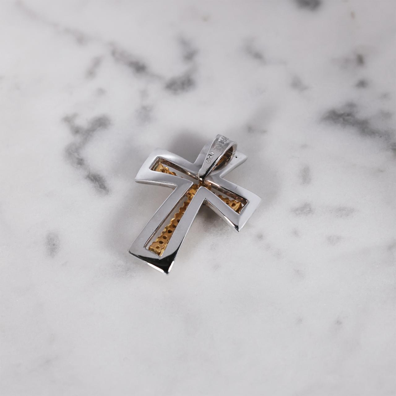 18ct white gold diamond and cognac cutout cross