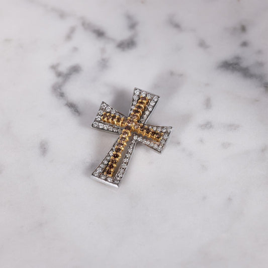 18ct white gold diamond and cognac cutout cross