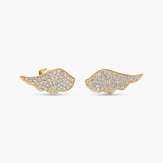 18ct yellow gold  wing design diamond stud earrings