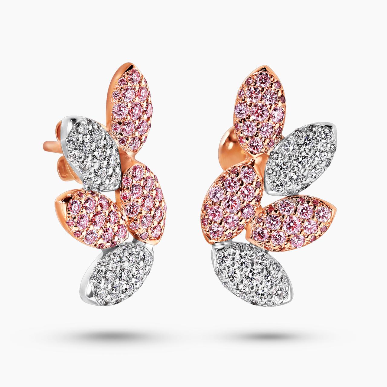 18ct rose and white gold argyle pink diamond pave stud earrings