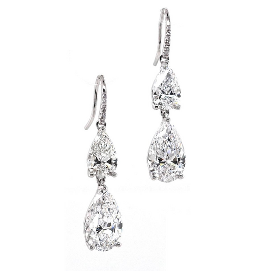 18ct white gold round and pear shaped LAB Grown Diamonds drop hook earrings