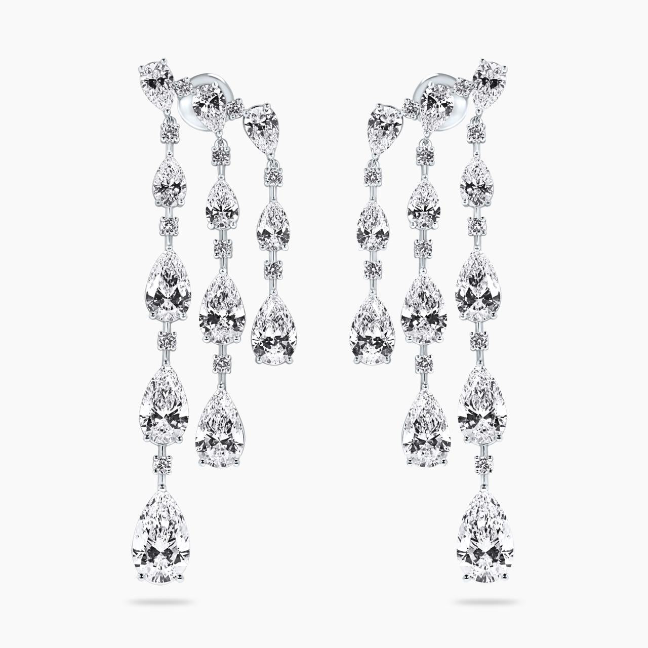 18ct white gold pear and round LAB Grown diamond drop earrings