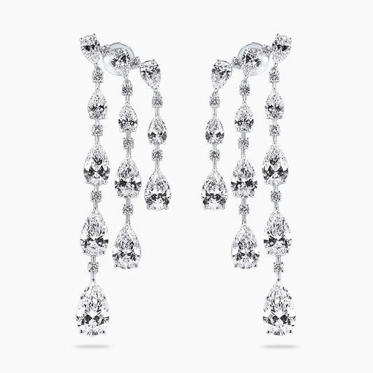 18ct white gold pear and round LAB Grown diamond drop earrings