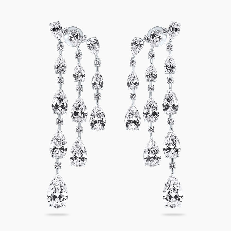 18ct white gold pear and round LAB Grown diamond drop earrings