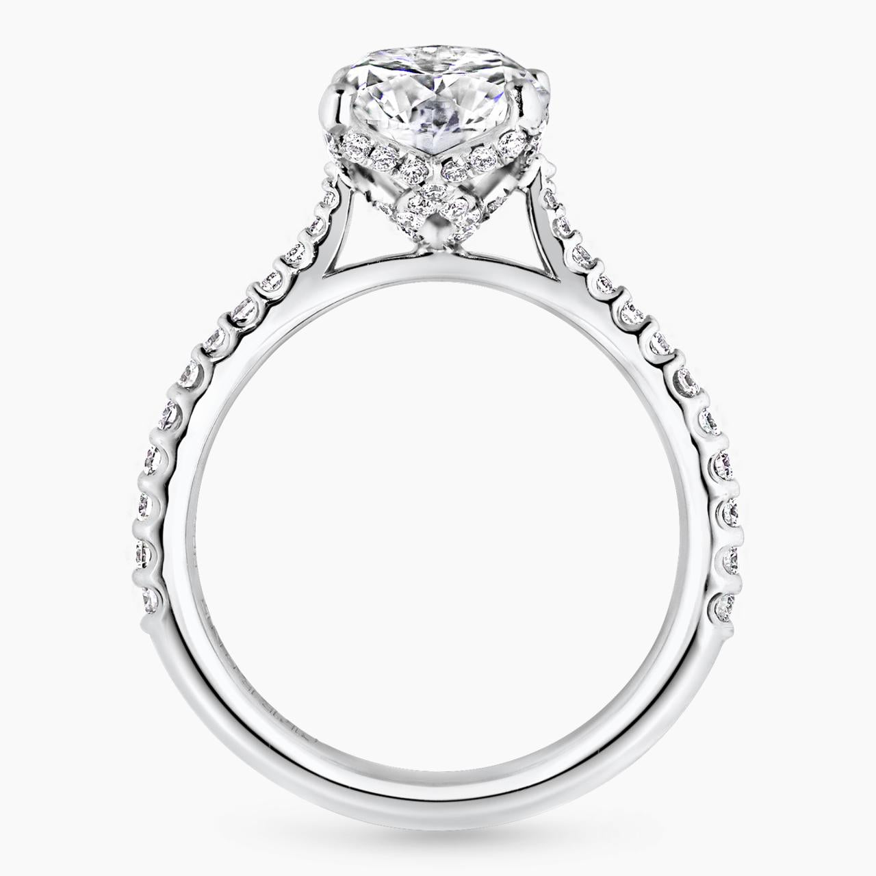 18ct white gold 3.01ct oval brilliant cut diamond ring with diamond band