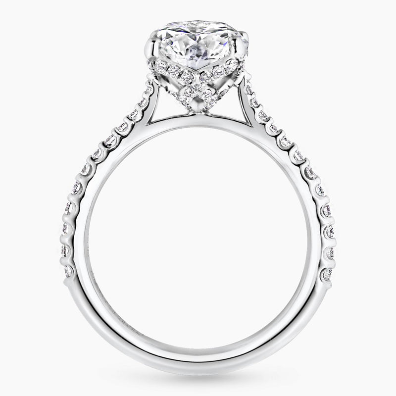 18ct white gold 3.01ct oval brilliant cut diamond ring with diamond band side profile