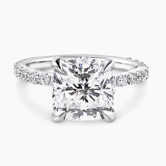 18ct white gold 4.01ct cushion cut diamond ring in a four claw setting