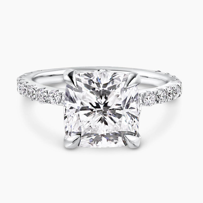18ct white gold 4.01ct cushion cut diamond ring in a four claw setting