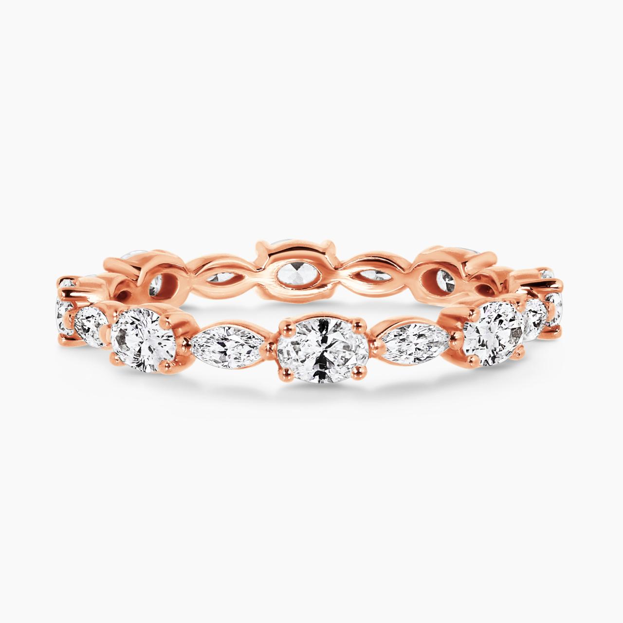 18ct rose gold marquise and oval cut diamond ring