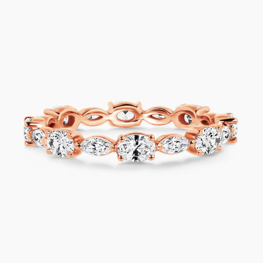 18ct rose gold marquise and oval cut diamond ring