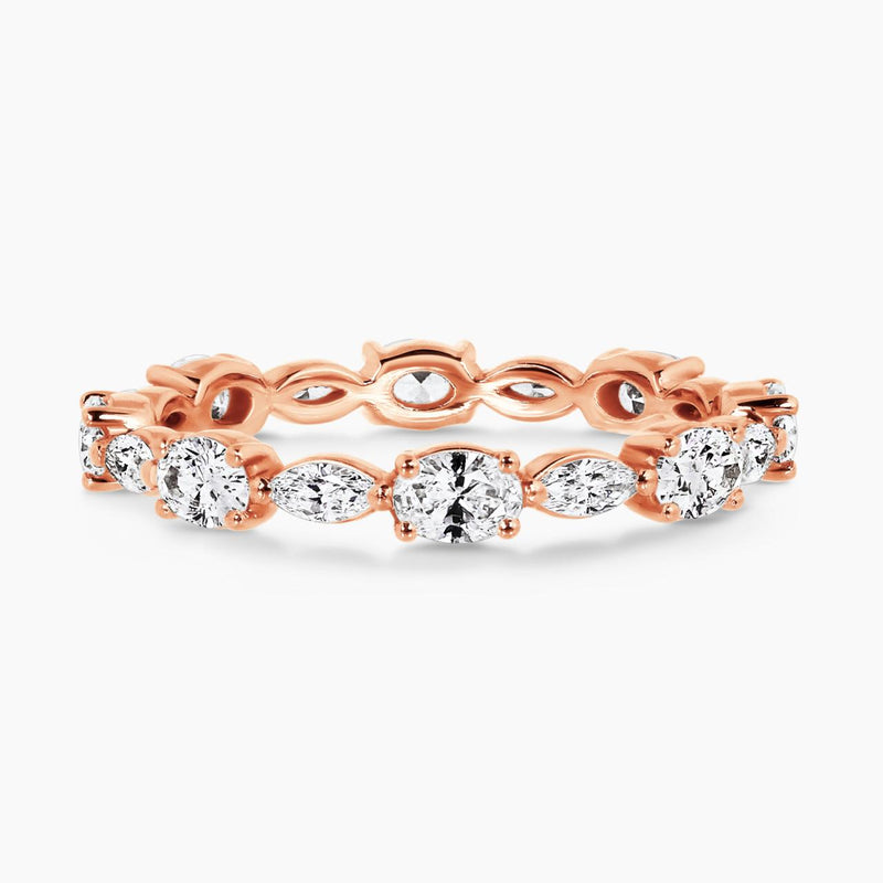 18ct rose gold marquise and oval cut diamond ring