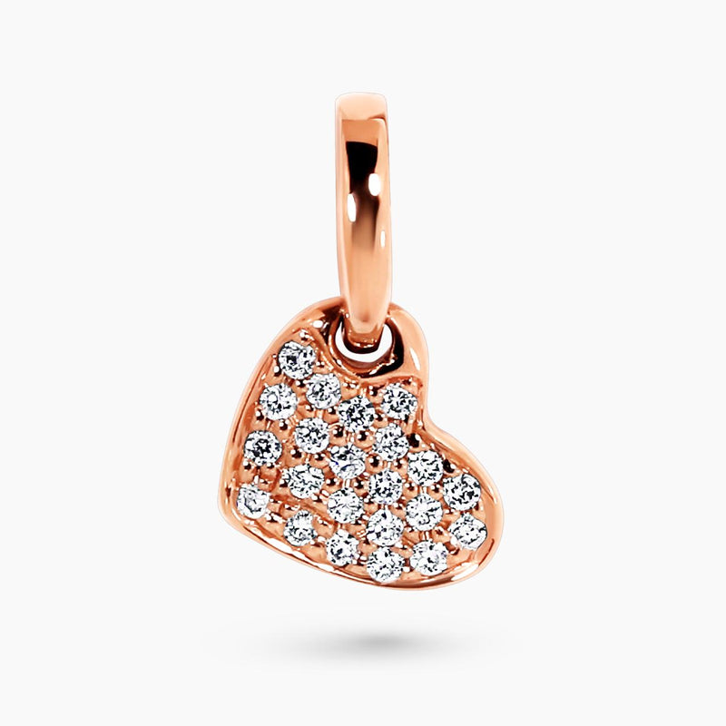 18ct rose gold diamond set heart charm