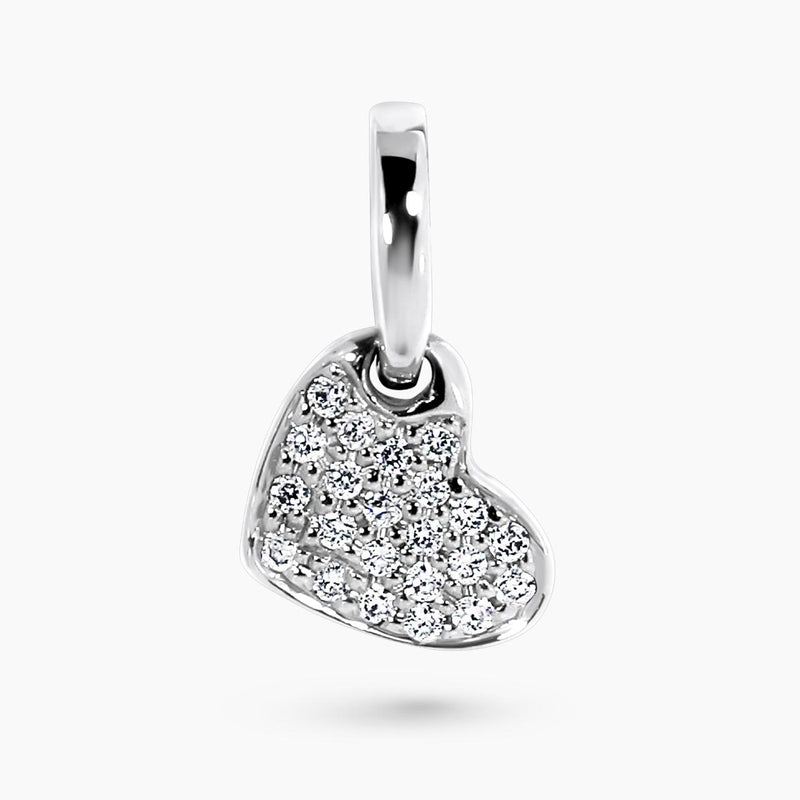 18ct white gold diamond set heart charm