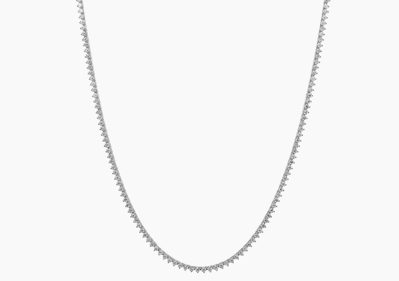 18ct white gold 136=11.43ct DF VVS-VS round brilliant cut LAB Grown diamond tennis in a three claw setting