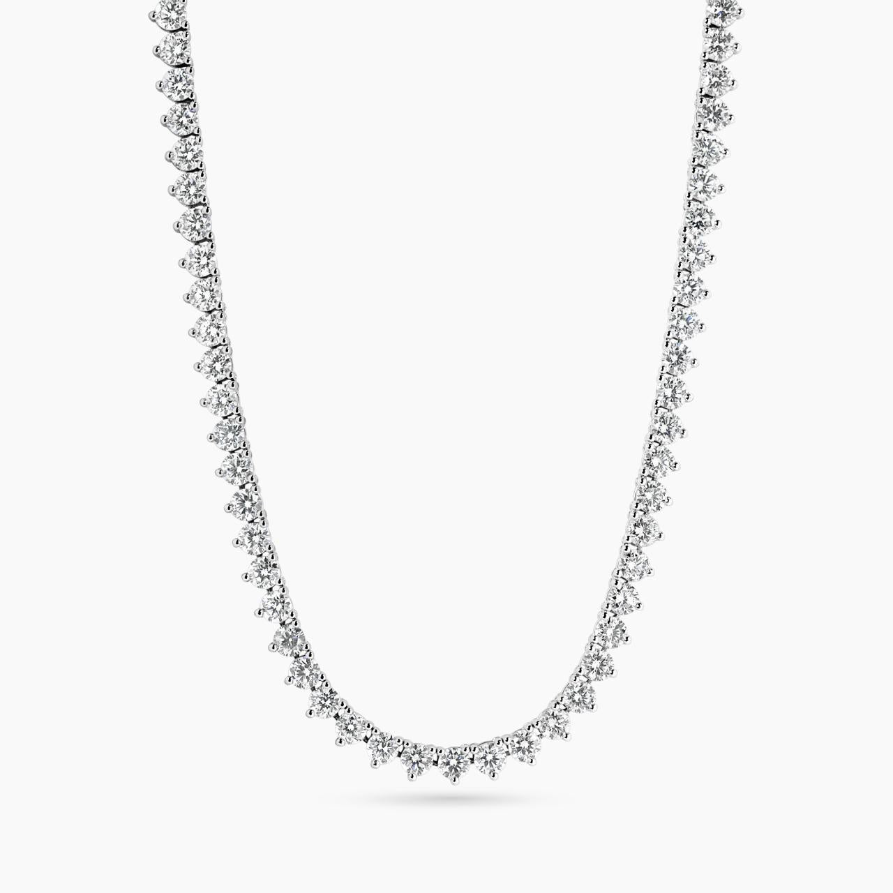 18ct white gold 136=11.43ct DF VVS-VS round brilliant cut lab grown diamond 3 claw 42cm tennis necklace
