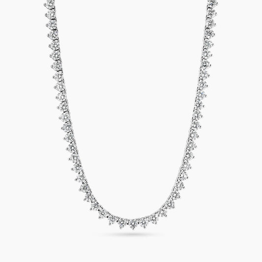 18ct white gold 136=11.43ct DF VVS-VS round brilliant cut lab grown diamond 3 claw 42cm tennis necklace