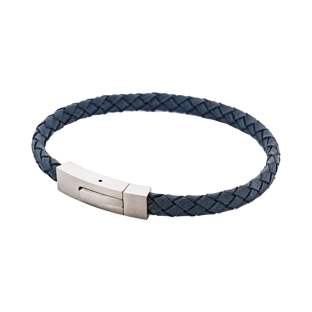 Braided Suede & Steel Calabria Bracelet ocean blue