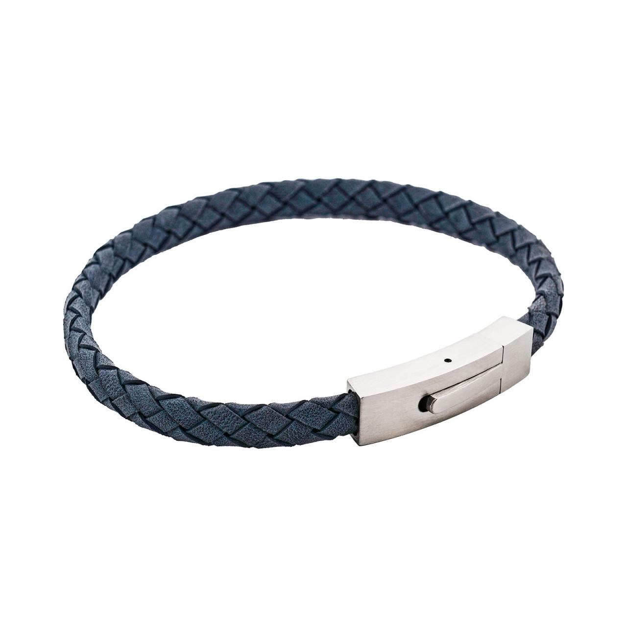 Braided Suede & Steel Calabria Bracelet ocean blue