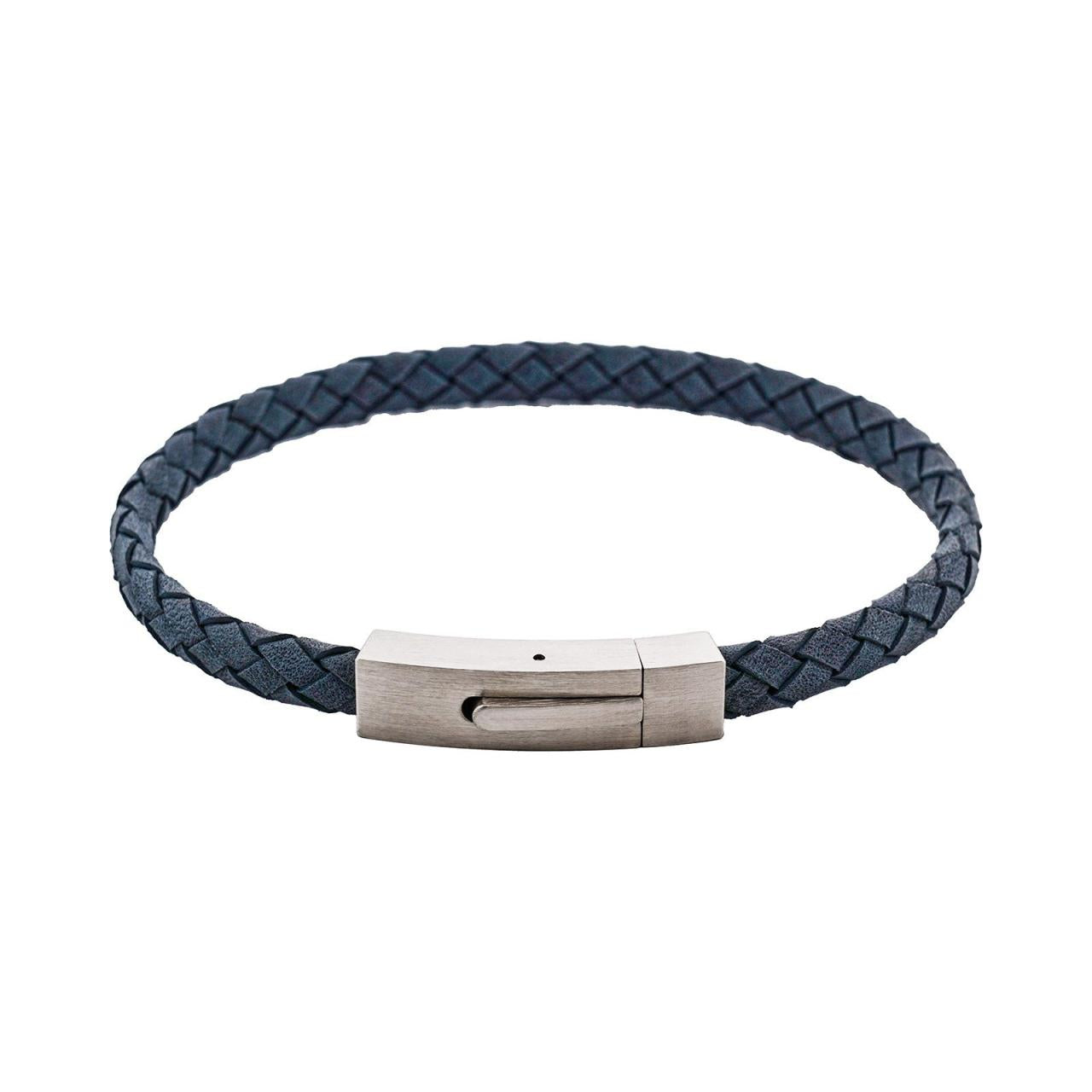 Braided Suede & Steel Calabria Bracelet ocean blue