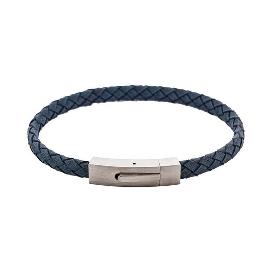 Braided Suede & Steel Calabria Bracelet ocean blue
