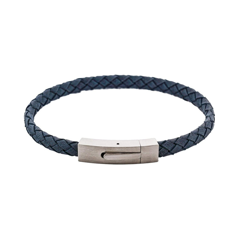 Braided Suede & Steel Calabria Bracelet ocean blue