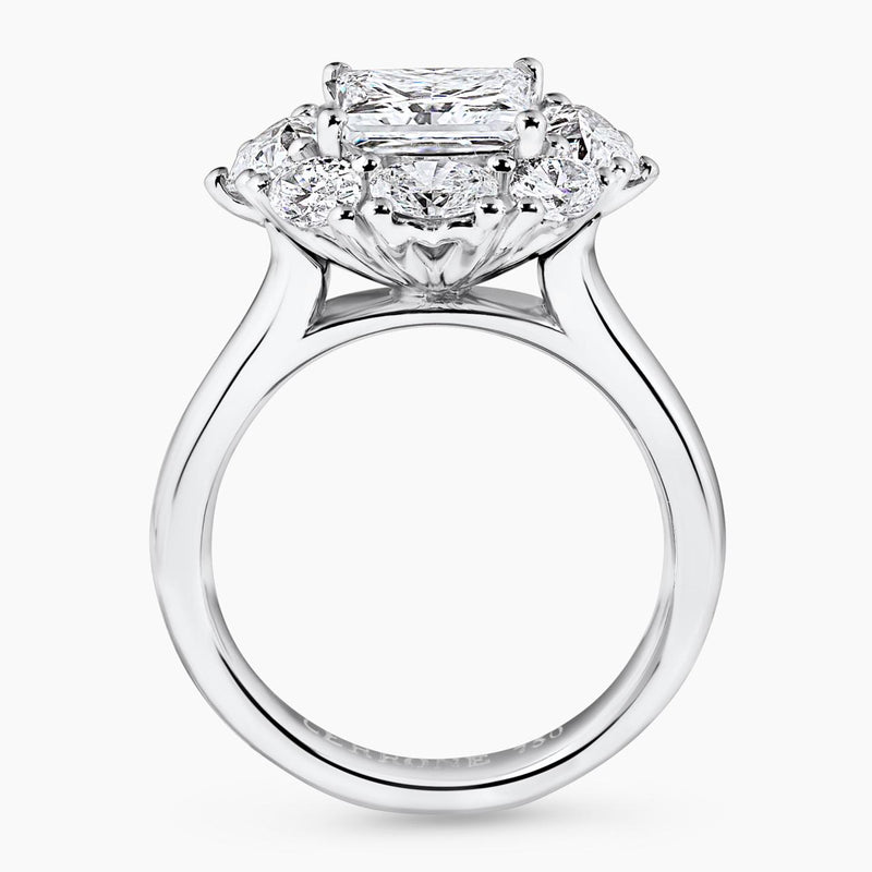 18ct white gold 2.00ct princess, oval and heart cut diamond halo ring