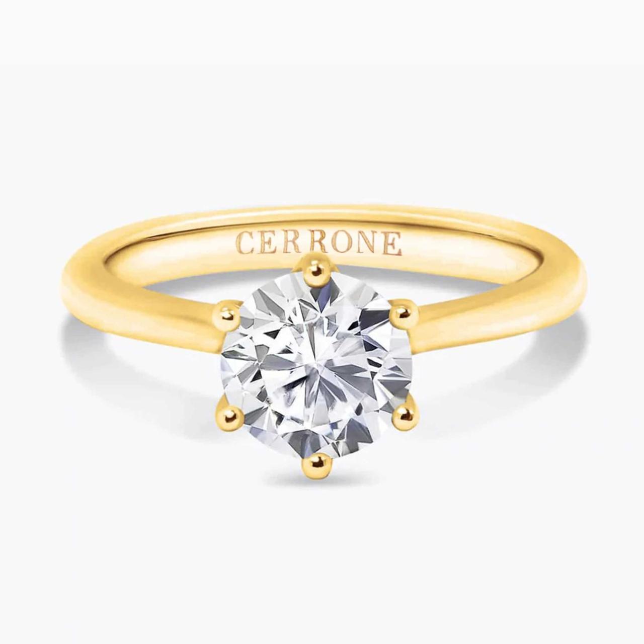 BARI 18ct yellow gold 1.01ct E VVS2 round brilliant cut lab grown diamond engagement ring