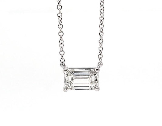 18ct white gold 1.15ct F VS1 emerald cut LAB Grown Diamond necklace