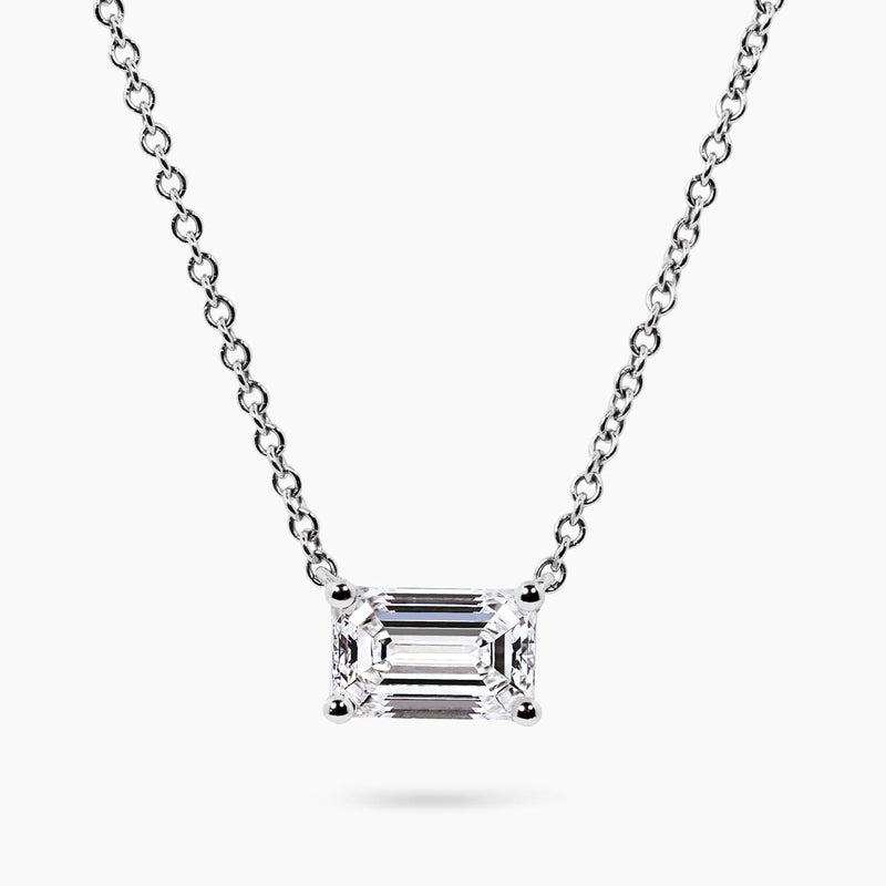 18ct white gold emerald cut LAB Grown Diamond necklace