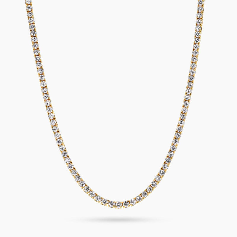 18ct yellow gold round brilliant cut diamond tennis necklace