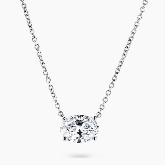 18ct white gold 1.09ct E VS1 LAB Grown oval brilliant cut diamond necklace in a claw setting