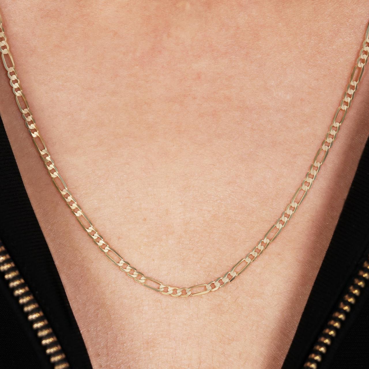 Figaro Chain 24k GF ネックレス 60cm 18ct yellow gold 60cm fine figaro link chain with parrot clasp