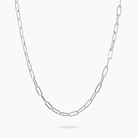 18ct white gold 45cm solid paperclip link chain with lobster clasp