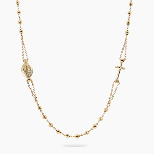 18ct yellow gold 45cm rosary necklace