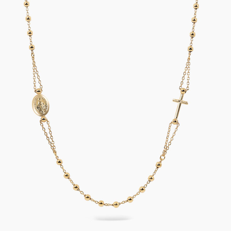 18ct yellow gold 45cm rosary necklace