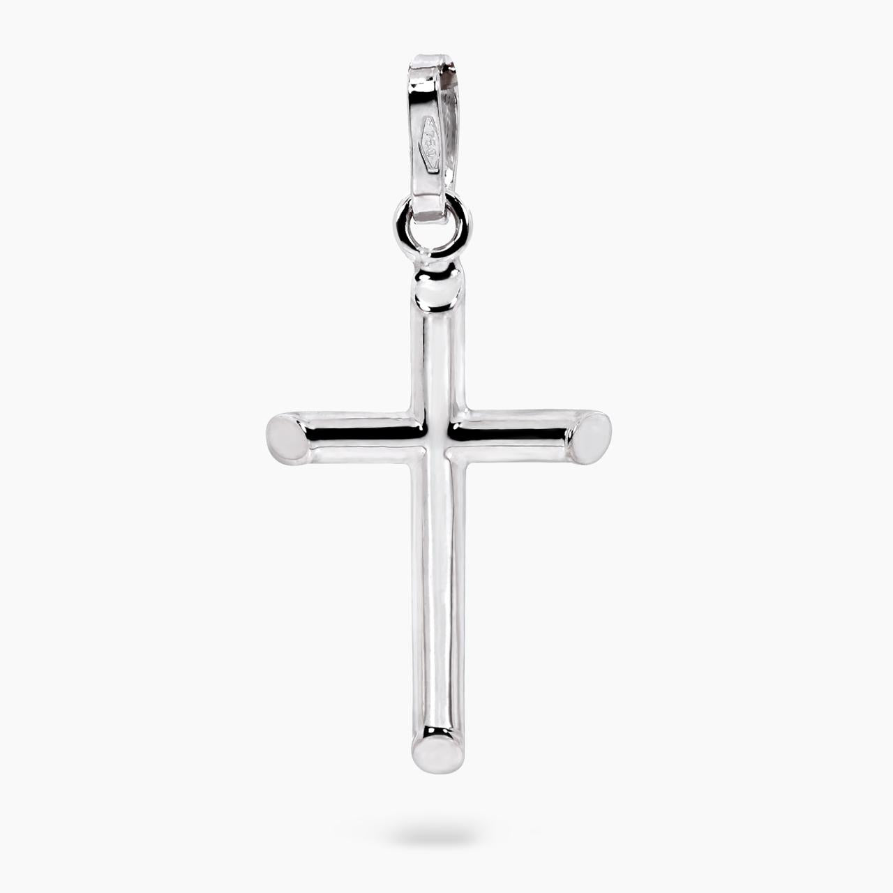 18ct white gold hollow cross pendant 3.2cm