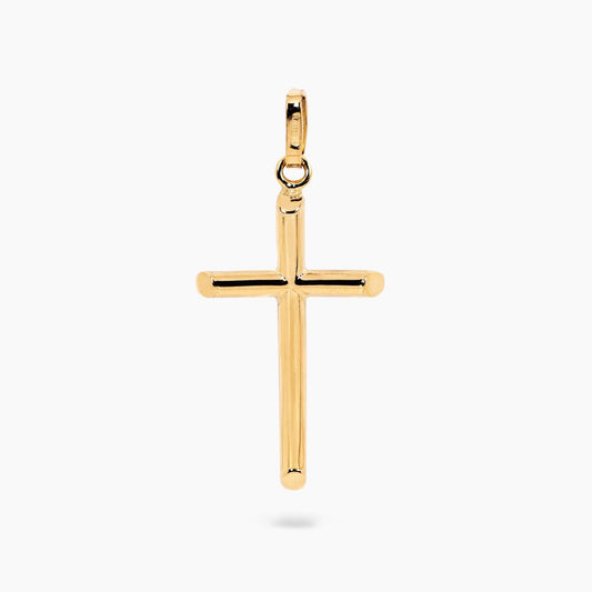 18ct yellow gold hollow cross pendant 37mm