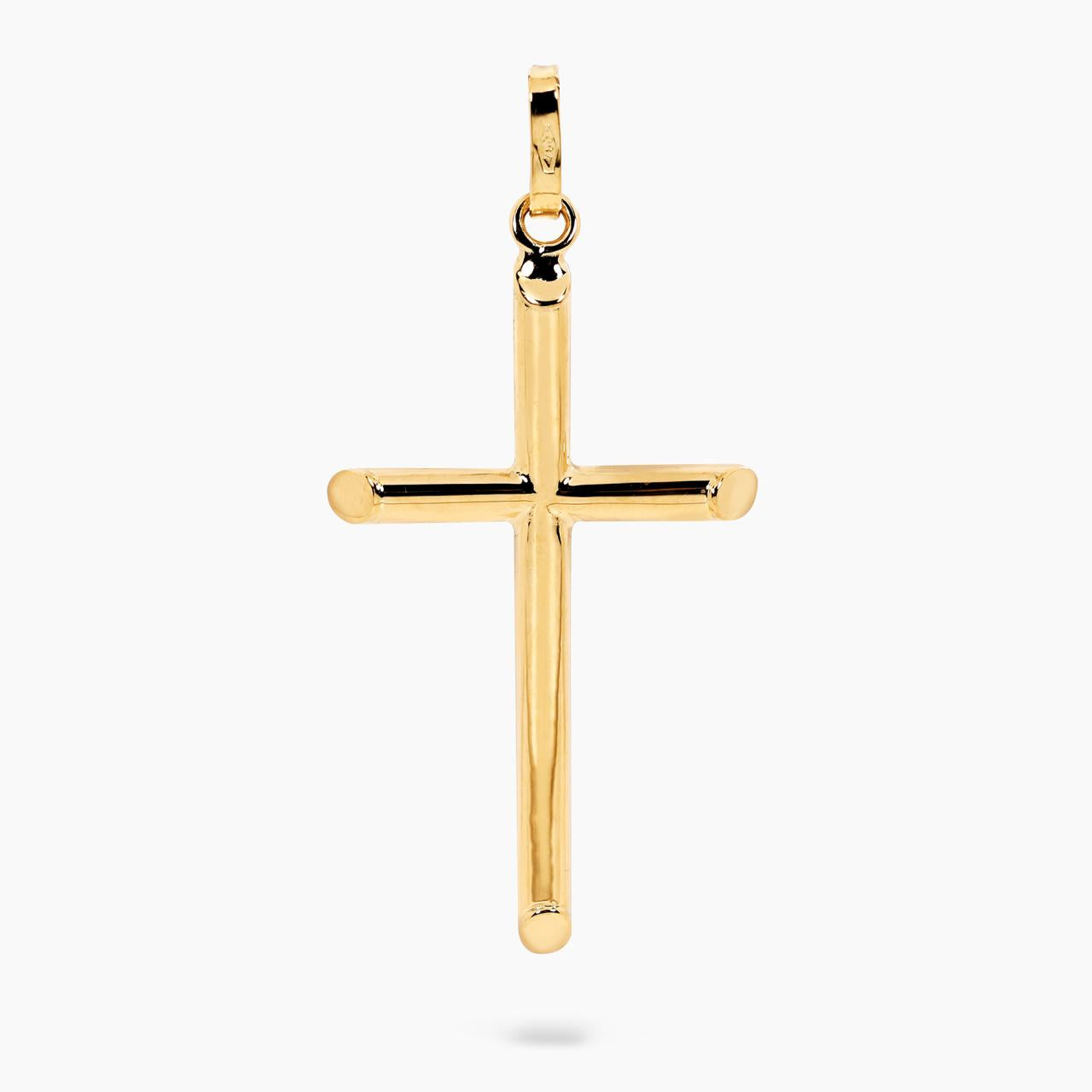 18ct yellow gold hollow cross pendant 43mm