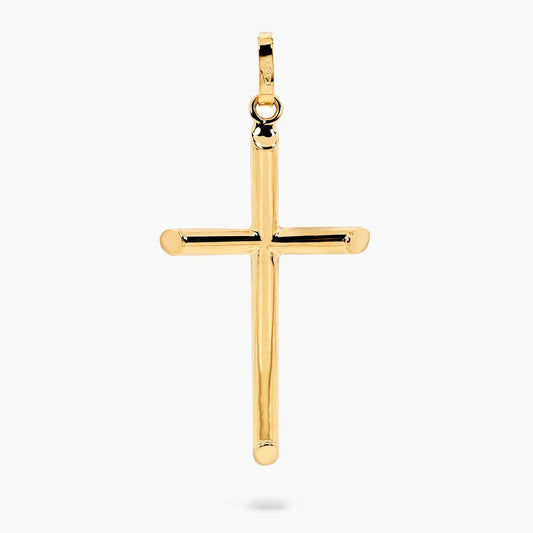 18ct yellow gold hollow cross pendant 43mm